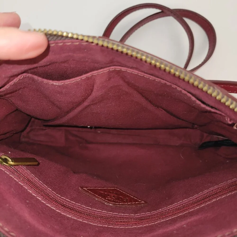 Fossil Emma Burgundy/Multi Colored Square Crossbody Bag One Size